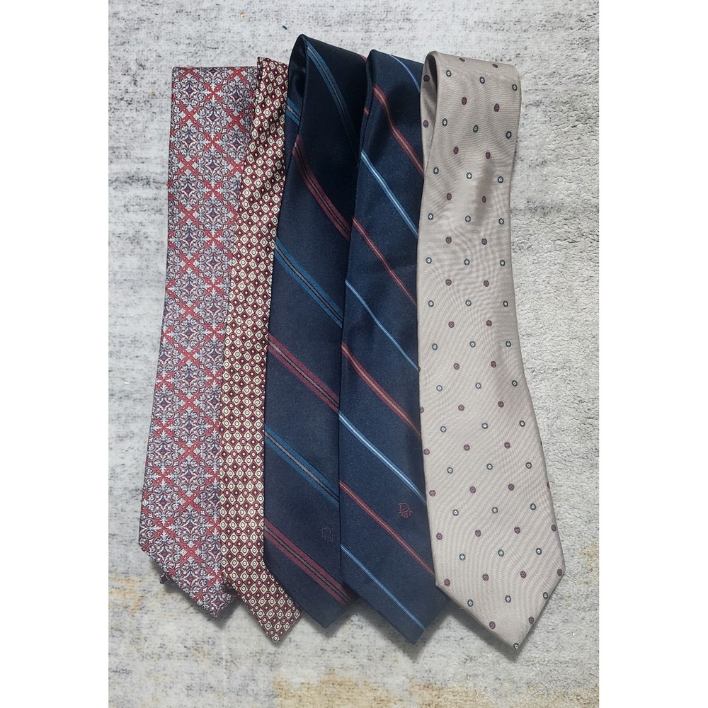 Christian Dior Lot Of 5 Vintage Ties